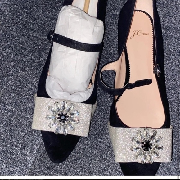 j crew suede velvet mary jane flats with jewels size 8 - Picture 3 of 4